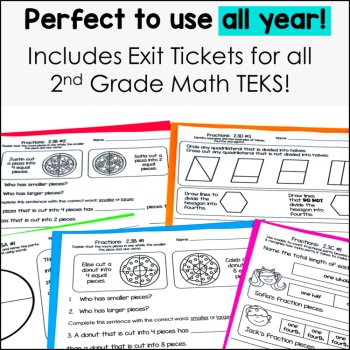 Math Exit Tickets - 2nd Grade- TEKS Standards Exit Slips Bundle, image 2