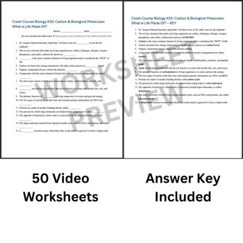 Crash Course BIOLOGY #20: Carbon & Biological Molecules | Video Worksheet, image 3