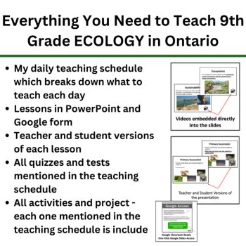 Ontario Grade 9 ECOLOGY Unit | SNC1W, SNC1D | Teaching Schedule, Lessons, Test, image 2