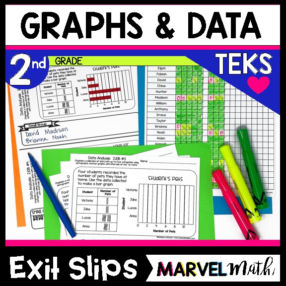 2nd Grade Data Analysis - Bar Graphs & Pictographs- Exit Tickets TEKS 2.10ABCD