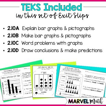 2nd Grade Data Analysis - Bar Graphs & Pictographs- Exit Tickets TEKS 2.10ABCD, image 2