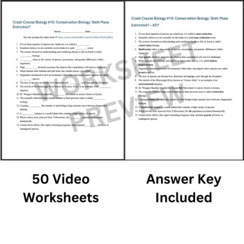 Crash Course BIOLOGY #10: Conservation Biology: Sixth Mass Extinction Worksheet, image 3