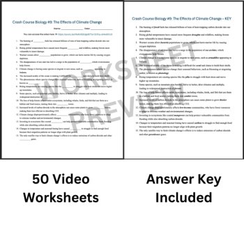 Crash Course BIOLOGY #9: The Effects of Climate Change Worksheet, Sub Plan 2024, image 3