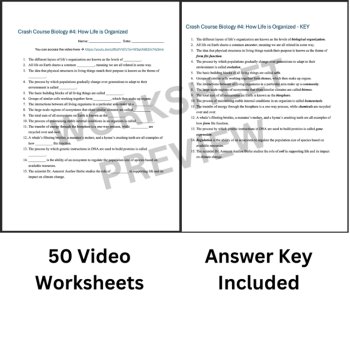 Crash Course BIOLOGY #4: How Life is Organized Video Worksheet 2024 | Sub Plan, image 3