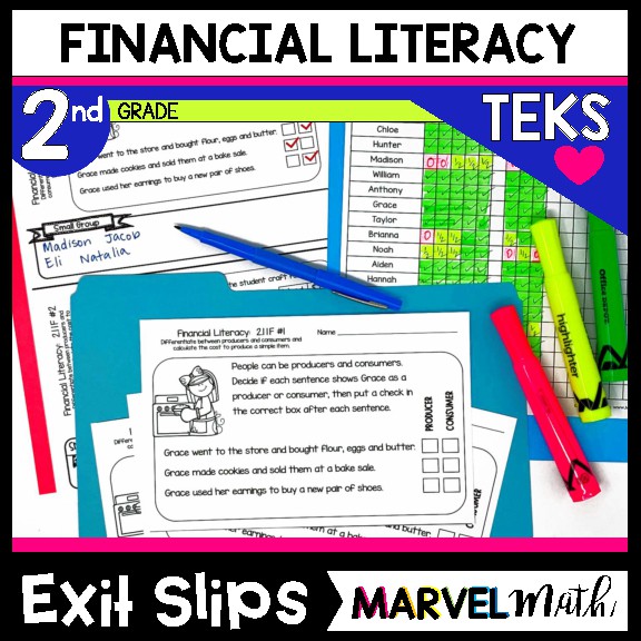 2nd Grade Personal Financial Literacy Exit Tickets TEKS 2.11ABCDEF