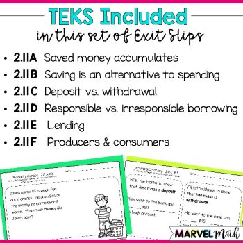 2nd Grade Personal Financial Literacy Exit Tickets TEKS 2.11ABCDEF, image 2