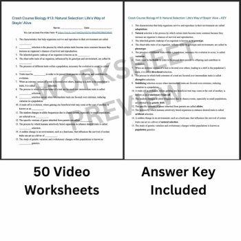 Crash Course BIOLOGY 2024 Video Worksheets | 50 Episodes, Sub Plans, Review, image 3