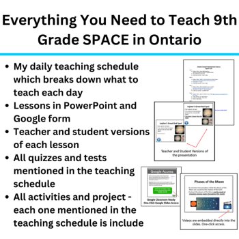Ontario Grade 9 SPACE Unit | SNC1W, SNC1D | Teaching Schedule, Lessons, Test, image 2