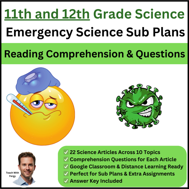 Emergency Sub Plans Science | 11th, 12th Grade Reading Comprehension & Questions
