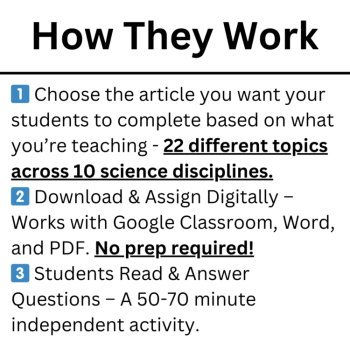 Emergency Sub Plans Science | 11th, 12th Grade Reading Comprehension & Questions, image 2