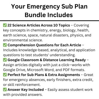 Emergency Sub Plans Science | 9th, 10th Grade Reading Comprehension & Questions, image 4
