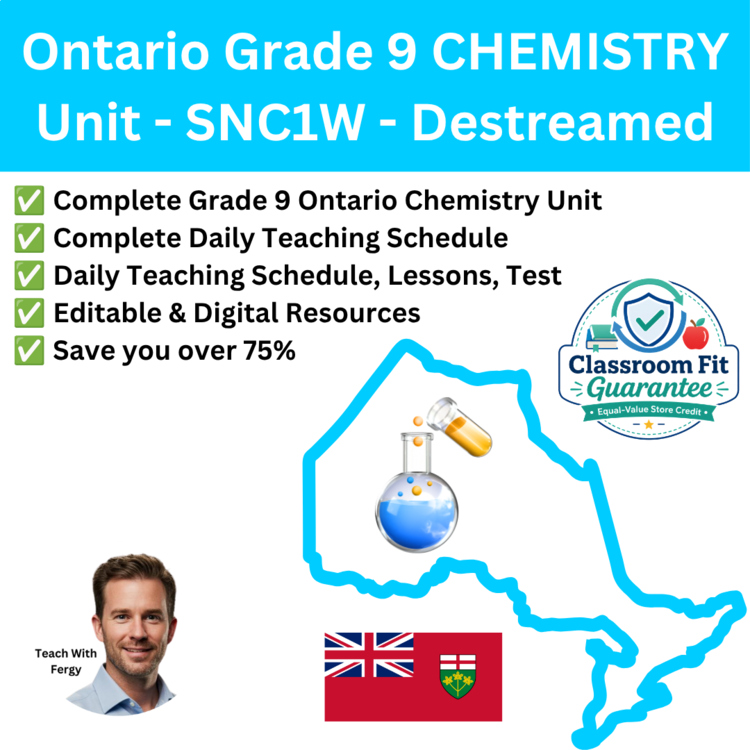 Ontario Grade 9 CHEMISTRY Unit | SNC1W SNC1D | Periodic Table Element Activities