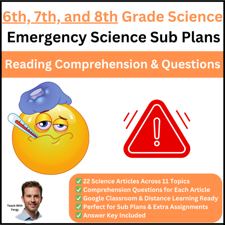 Emergency Science Sub Plans | 6th, 7th, 8th  | Reading Comprehension Questions