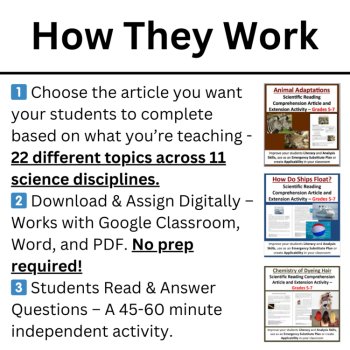 Emergency Science Sub Plans | 6th, 7th, 8th  | Reading Comprehension Questions, image 2