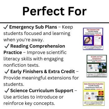 Emergency Science Sub Plans | 6th, 7th, 8th  | Reading Comprehension Questions, image 3