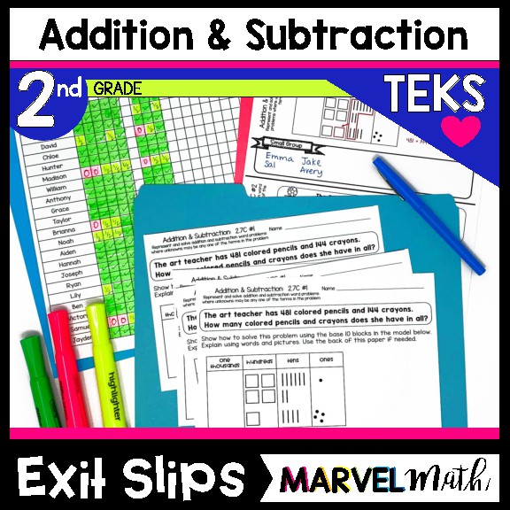 2nd Grade Addition & Subtraction Exit Tickets TEKS 2.4A 2.4B 2.4C 2.4D 2.7C