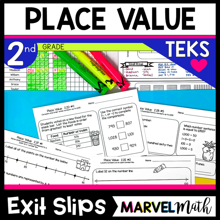 2nd Grade Place Value TEKS Exit Tickets 2.2A 2.2B 2.2C 2.2D 2.2E 2.2F 2.7B