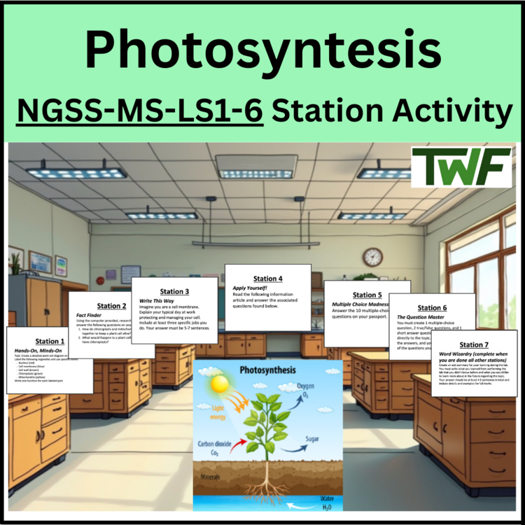 Photosynthesis Station Activity - MS-LS1-6 | How Chlorophyll Captures Light