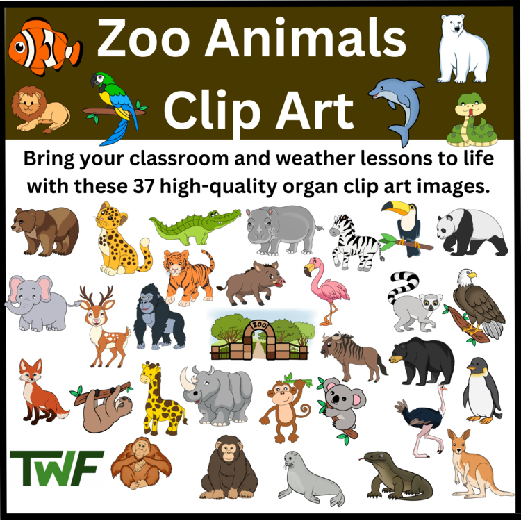 Zoo Animals Clip Art - Science and Biology Clip Art