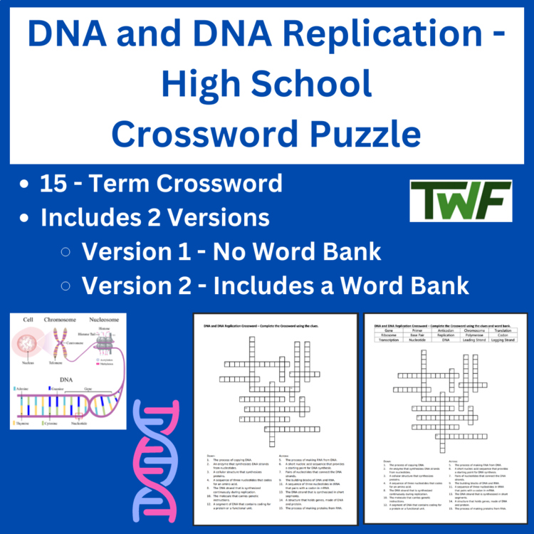 DNA and DNA Replication - Crossword Puzzle Activity