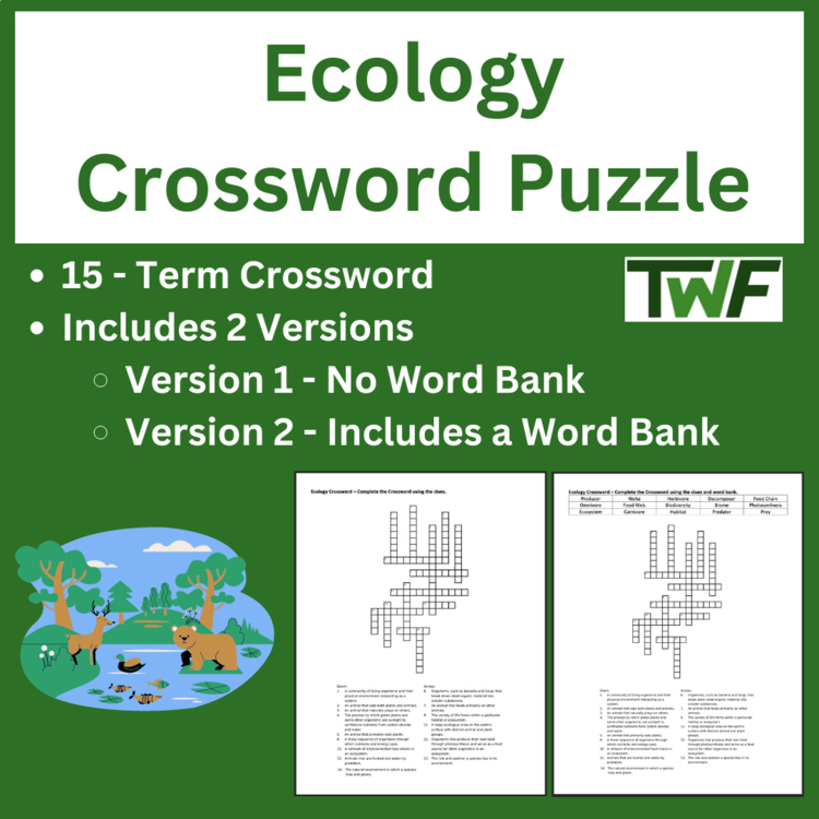 Ecology - Crossword Puzzle Activity