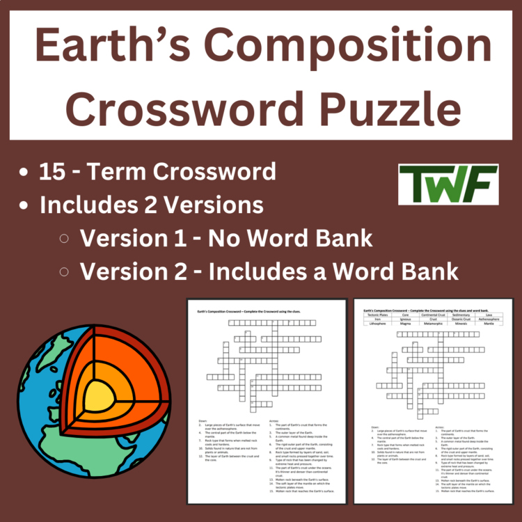 Earth’s Composition Crossword Puzzle Activity