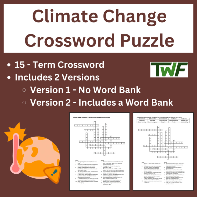 Climate Change Crossword Puzzle Activity