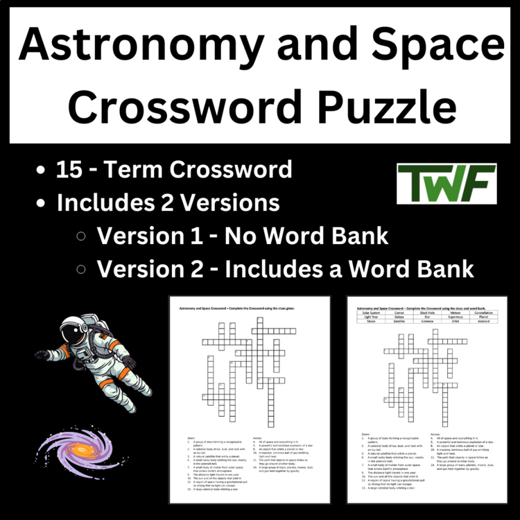 Astronomy and Space Crossword Puzzle Activity