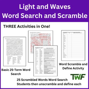 Light and Optics Word Search and Scramble Activity, image 2