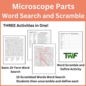 Microscope Parts Word Search and Scramble Activity, image 2
