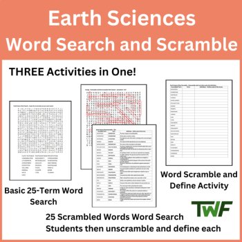 Earth Science Word Search and Scramble Activity, image 2