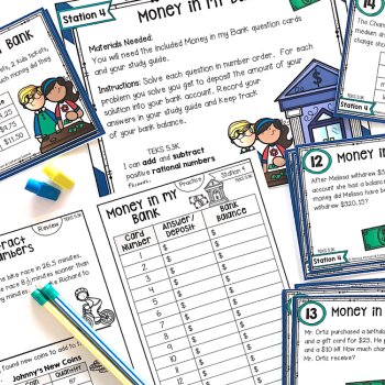 5th Grade STAAR STATION 4: Money in My Bank  TEKS 5.3K Math Center, image 2