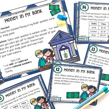 5th Grade STAAR STATION 4: Money in My Bank  TEKS 5.3K Math Center, image 3