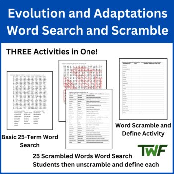 Evolution and Adaptations Word Search and Scramble Activity, image 2
