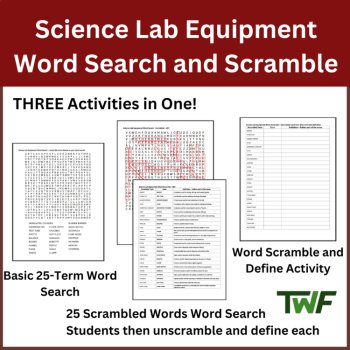 Lab Equipment - Science Word Search and Scramble Activity, image 2