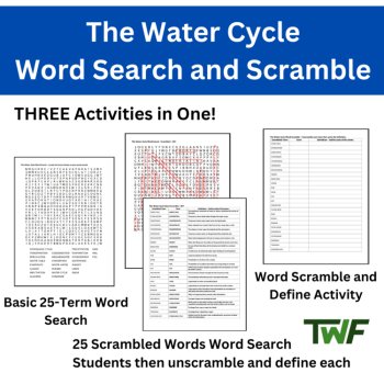 The Water Cycle Word Search Activity and Word Scramble Activity, image 2