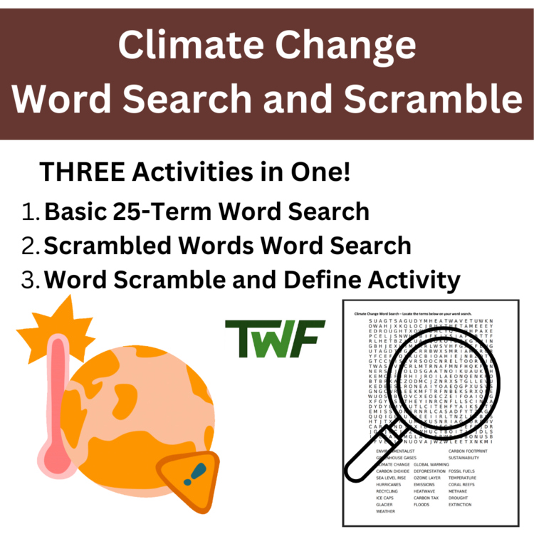 Climate Change Word Search and Scramble Activity
