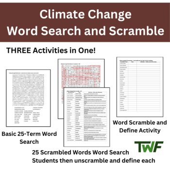 Climate Change Word Search and Scramble Activity, image 2