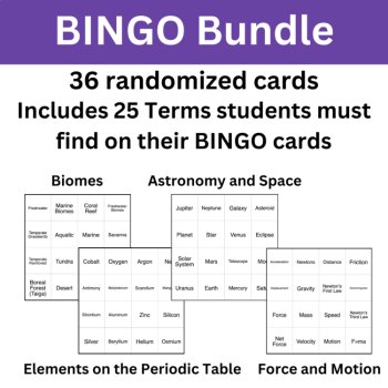 Middle and High School Science BINGO - GROWING BUNDLE, image 2