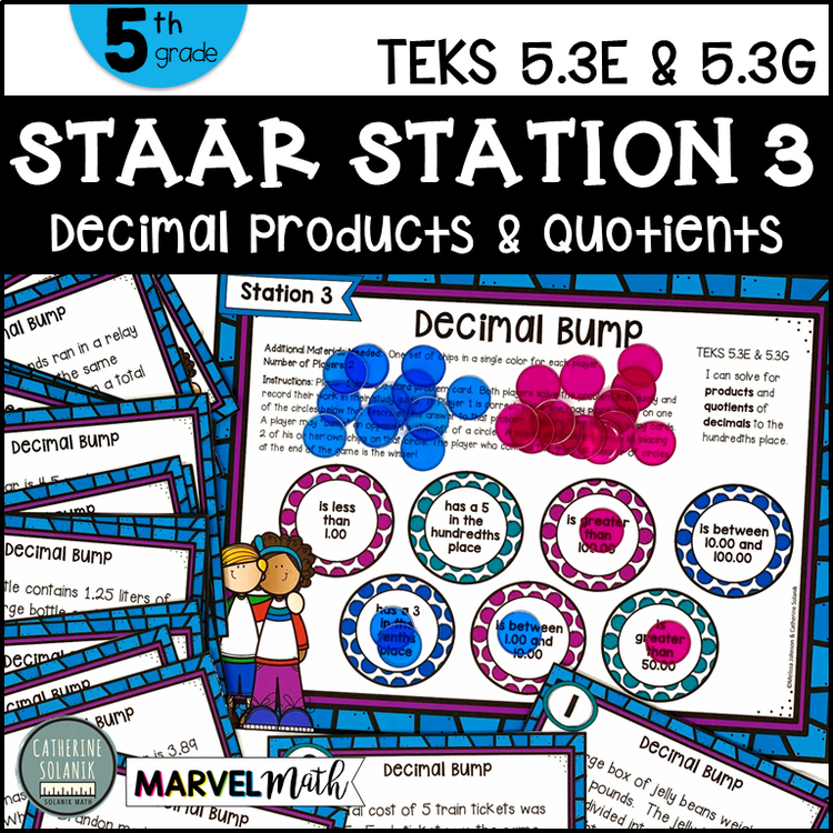 5th Grade STAAR STATION 3: DECIMAL BUMP  TEKS 5.3E, 5.3G Math Center