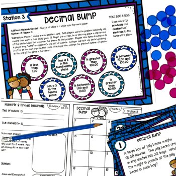 5th Grade STAAR STATION 3: DECIMAL BUMP  TEKS 5.3E, 5.3G Math Center, image 2