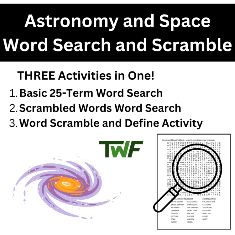 Astronomy and Space Word Search and Scramble Activity