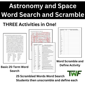 Astronomy and Space Word Search and Scramble Activity, image 2