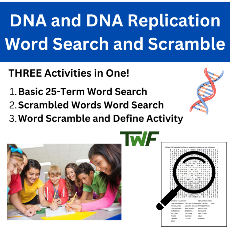 DNA and DNA Replication Word Search and Scramble Activity