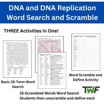 DNA and DNA Replication Word Search and Scramble Activity, image 2
