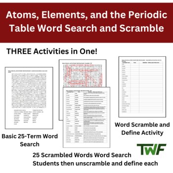 Atoms, Elements, and the Periodic Table Word Search and Scramble Activity, image 2