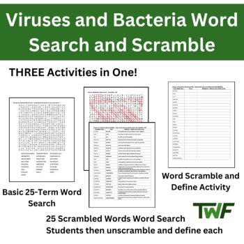 Viruses and Bacteria Word Search and Scramble Activity, image 2