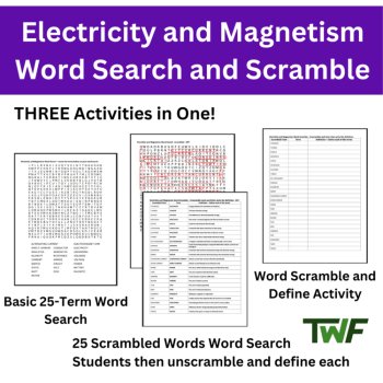 Electricity and Magnetism Word Search & Scramble Activity | Physical Science, image 2