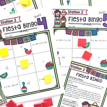 5th Grade STAAR STATION 2: FIESTA BINGO  TEKS 5.4B, 5.4F Math Center, image 2