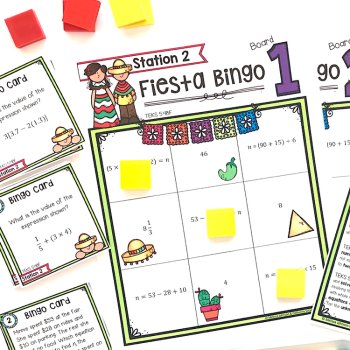 5th Grade STAAR STATION 2: FIESTA BINGO  TEKS 5.4B, 5.4F Math Center, image 3